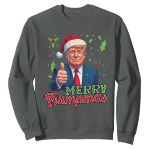 Christmas Trump Sweatshirt Merry Trumpmas Donald Santa Festive Xmas TS02 Dark Heather Print Your Wear