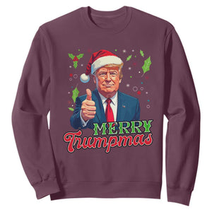 Christmas Trump Sweatshirt Merry Trumpmas Donald Santa Festive Xmas TS02 Maroon Print Your Wear