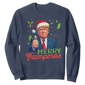 Christmas Trump Sweatshirt Merry Trumpmas Donald Santa Festive Xmas TS02 Navy Print Your Wear