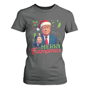 Christmas Trump T Shirt For Women Merry Trumpmas Donald Santa Festive Xmas TS02 Dark Heather Print Your Wear