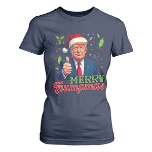 Christmas Trump T Shirt For Women Merry Trumpmas Donald Santa Festive Xmas TS02 Navy Print Your Wear