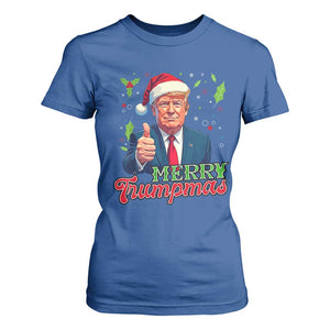 Christmas Trump T Shirt For Women Merry Trumpmas Donald Santa Festive Xmas TS02 Royal Blue Print Your Wear