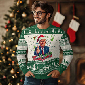 Xmas Trump Ugly Christmas Sweater Merry Trumpmas Donald Santa Festive Xmas TS02 Green Print Your Wear