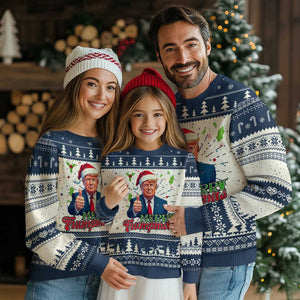 Xmas Trump Ugly Christmas Sweater Merry Trumpmas Donald Santa Festive Xmas TS02 Navy Print Your Wear