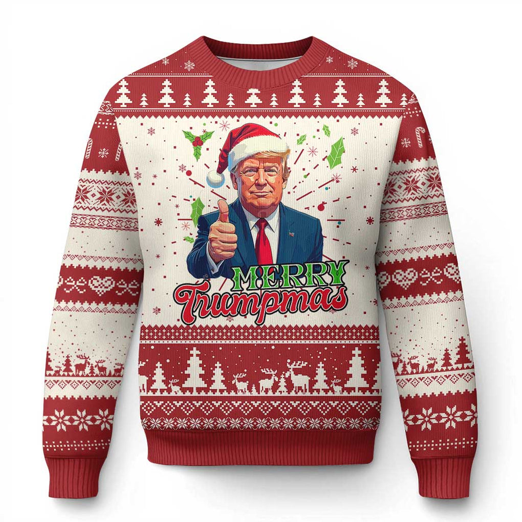 Xmas Trump Ugly Christmas Sweater Merry Trumpmas Donald Santa Festive Xmas TS02 Red Print Your Wear