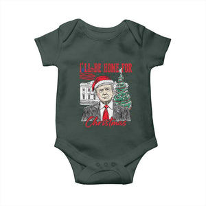 Christmas Trump Baby Onesie I'll Be Home For Xmas 2024 Retro Vintage TS02 Dark Forest Green Print Your Wear