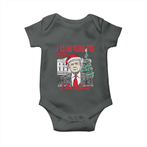 Christmas Trump Baby Onesie I'll Be Home For Xmas 2024 Retro Vintage TS02 Dark Heather Print Your Wear