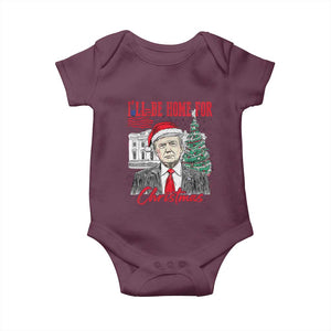 Christmas Trump Baby Onesie I'll Be Home For Xmas 2024 Retro Vintage TS02 Maroon Print Your Wear