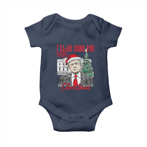 Christmas Trump Baby Onesie I'll Be Home For Xmas 2024 Retro Vintage TS02 Navy Print Your Wear