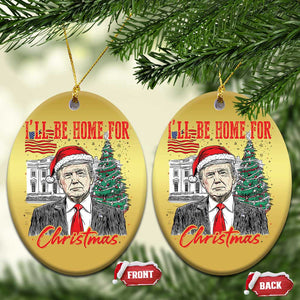 Xmas Trump Christmas Ornament I'll Be Home For Xmas 2024 Retro Vintage TS02 Oval Gold Print Your Wear