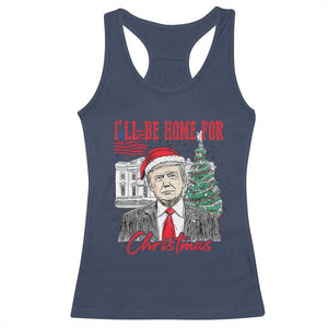 Christmas Trump Racerback Tank Top I'll Be Home For Xmas 2024 Retro Vintage TS02 Navy Print Your Wear