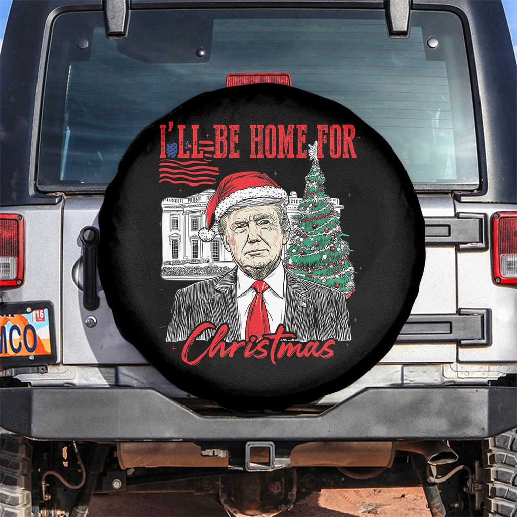 Xmas Trump Spare Tire Cover I'll Be Home For Xmas 2024 Retro Vintage TS02 No hole Black Print Your Wear