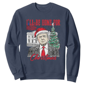 Christmas Trump Sweatshirt I'll Be Home For Xmas 2024 Retro Vintage TS02 Navy Print Your Wear