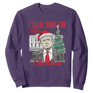 Christmas Trump Sweatshirt I'll Be Home For Xmas 2024 Retro Vintage TS02 Purple Print Your Wear