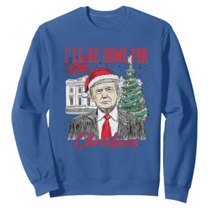 Christmas Trump Sweatshirt I'll Be Home For Xmas 2024 Retro Vintage TS02 Royal Blue Print Your Wear