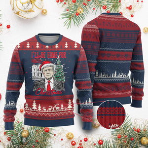 Xmas Trump Ugly Christmas Sweater I'll Be Home For Xmas 2024 Retro Vintage TS02 Burgundy Print Your Wear