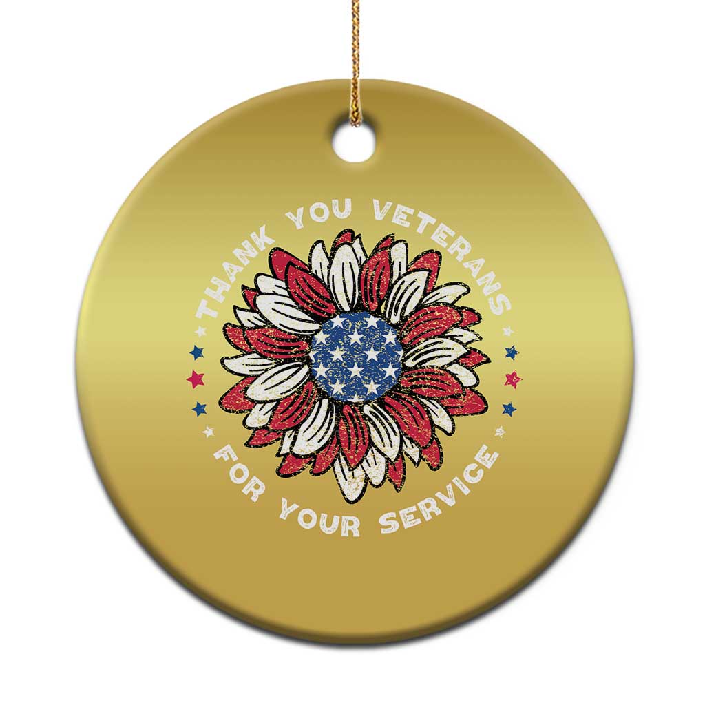 Thank You Veterans Christmas Ornament American Flag Sunflower Military Tribute TS02 Print Your Wear