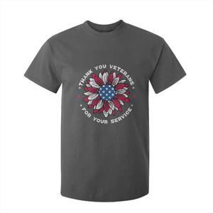 Thank You Veterans T Shirt For Kid American Flag Sunflower Military Tribute TS02 Dark Heather Print Your Wear