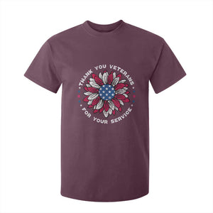 Thank You Veterans T Shirt For Kid American Flag Sunflower Military Tribute TS02 Maroon Print Your Wear