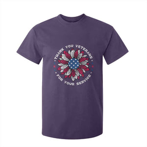 Thank You Veterans T Shirt For Kid American Flag Sunflower Military Tribute TS02 Purple Print Your Wear