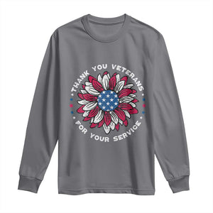 Thank You Veterans Long Sleeve Shirt American Flag Sunflower Military Tribute TS02 Charcoal Print Your Wear