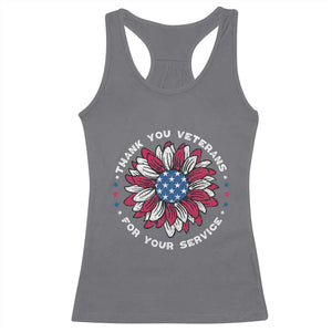 Thank You Veterans Racerback Tank Top American Flag Sunflower Military Tribute TS02 Charcoal Print Your Wear