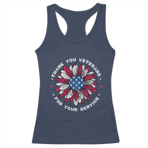 Thank You Veterans Racerback Tank Top American Flag Sunflower Military Tribute TS02 Navy Print Your Wear