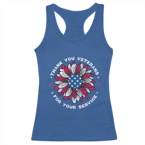 Thank You Veterans Racerback Tank Top American Flag Sunflower Military Tribute TS02 Royal Blue Print Your Wear