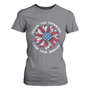 Thank You Veterans T Shirt For Women American Flag Sunflower Military Tribute TS02 Charcoal Print Your Wear