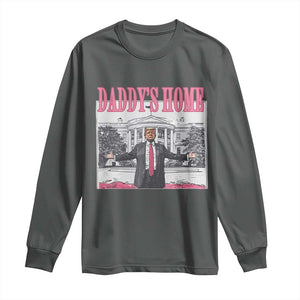 Trump Won 2024 Pink Long Sleeve Shirt Daddy's Home TS02 Dark Heather Print Your Wear