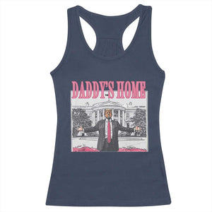 Trump Won 2024 Pink Racerback Tank Top Daddy's Home TS02 Navy Print Your Wear