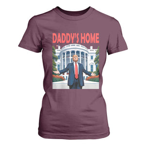 Trump Won 2024 T Shirt For Women Trump Daddys Home White House TS02 Maroon Print Your Wear