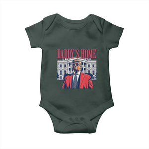 Trump Won 2024 Baby Onesie Daddy's Home TS02 Dark Forest Green Print Your Wear