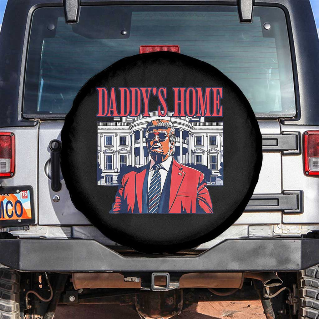 Trump Won 2024 Spare Tire Cover Daddy's Home TS02 No hole Black Print Your Wear