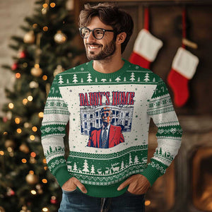 Trump Won 2024 Ugly Christmas Sweater Daddy's Home TS02 Green Print Your Wear