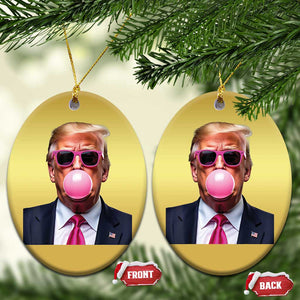 Trump Pink Bubblegum Christmas Ornament Blowing Bubble Gum TS02 Oval Gold Print Your Wear