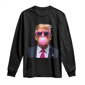 Trump Pink Bubblegum Long Sleeve Shirt Blowing Bubble Gum TS02 Black Print Your Wear