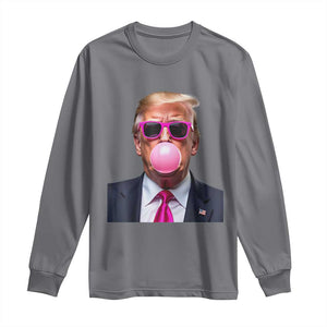 Trump Pink Bubblegum Long Sleeve Shirt Blowing Bubble Gum TS02 Charcoal Print Your Wear