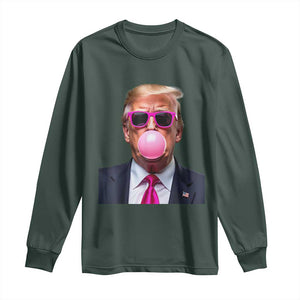 Trump Pink Bubblegum Long Sleeve Shirt Blowing Bubble Gum TS02 Dark Forest Green Print Your Wear