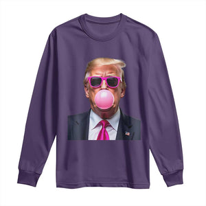 Trump Pink Bubblegum Long Sleeve Shirt Blowing Bubble Gum TS02 Purple Print Your Wear