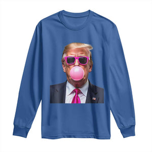 Trump Pink Bubblegum Long Sleeve Shirt Blowing Bubble Gum TS02 Royal Blue Print Your Wear