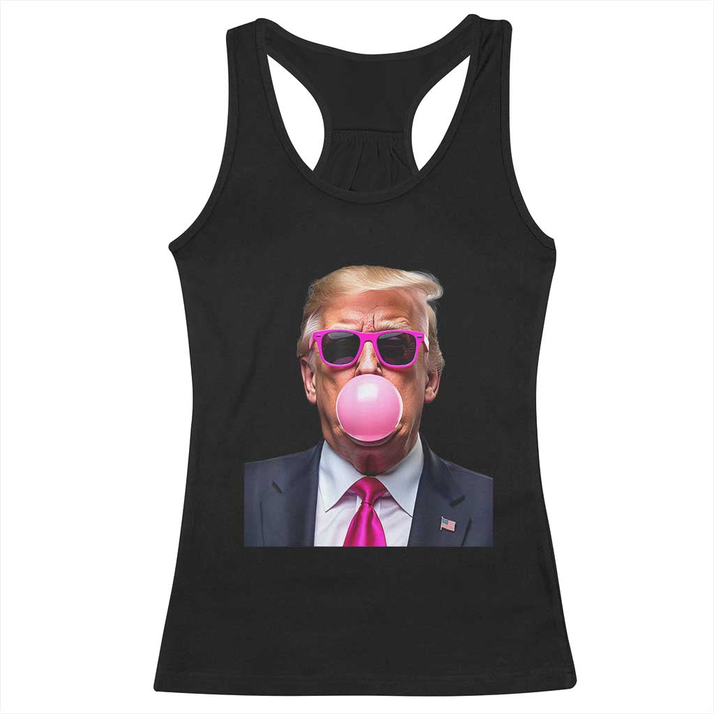 Trump Pink Bubblegum Racerback Tank Top Blowing Bubble Gum TS02 Black Print Your Wear