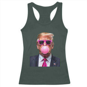 Trump Pink Bubblegum Racerback Tank Top Blowing Bubble Gum TS02 Dark Forest Green Print Your Wear