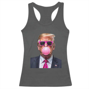 Trump Pink Bubblegum Racerback Tank Top Blowing Bubble Gum TS02 Dark Heather Print Your Wear