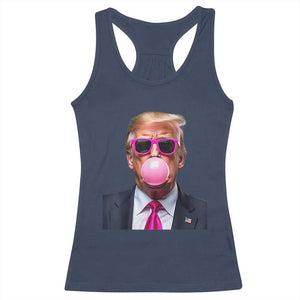 Trump Pink Bubblegum Racerback Tank Top Blowing Bubble Gum TS02 Navy Print Your Wear