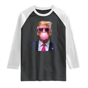 Trump Pink Bubblegum Raglan Shirt Blowing Bubble Gum TS02 Black White Print Your Wear