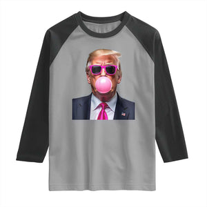 Trump Pink Bubblegum Raglan Shirt Blowing Bubble Gum TS02 Sport Gray Black Print Your Wear