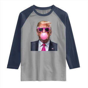 Trump Pink Bubblegum Raglan Shirt Blowing Bubble Gum TS02 Sport Gray Navy Print Your Wear