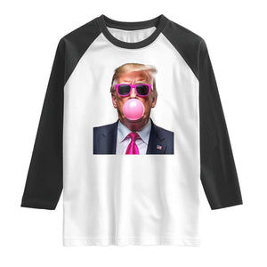 Trump Pink Bubblegum Raglan Shirt Blowing Bubble Gum TS02 White Black Print Your Wear