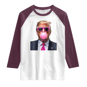 Trump Pink Bubblegum Raglan Shirt Blowing Bubble Gum TS02 White Maroon Print Your Wear